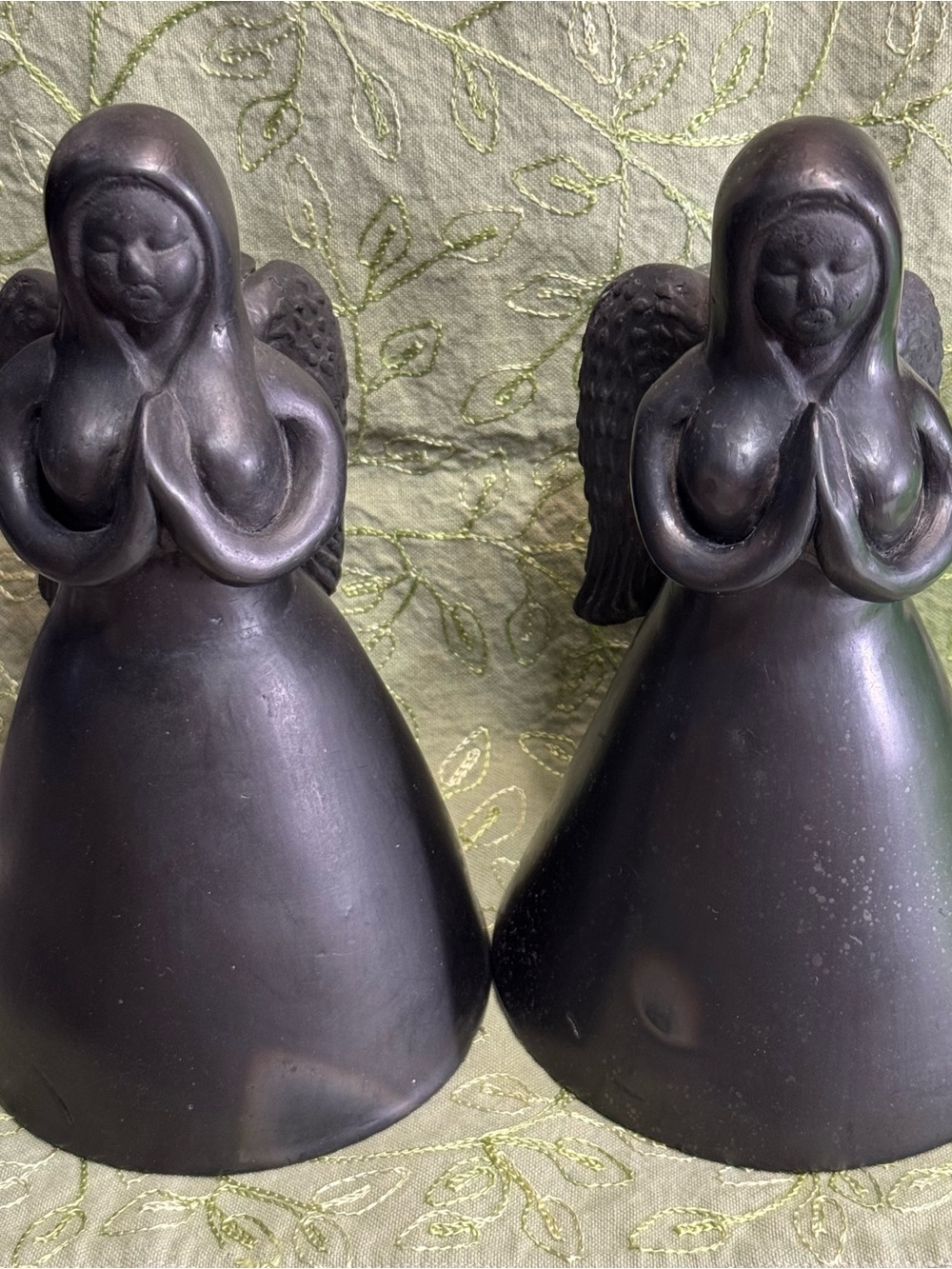 Mexican Folk Art Oaxaca Angel candle holder pair